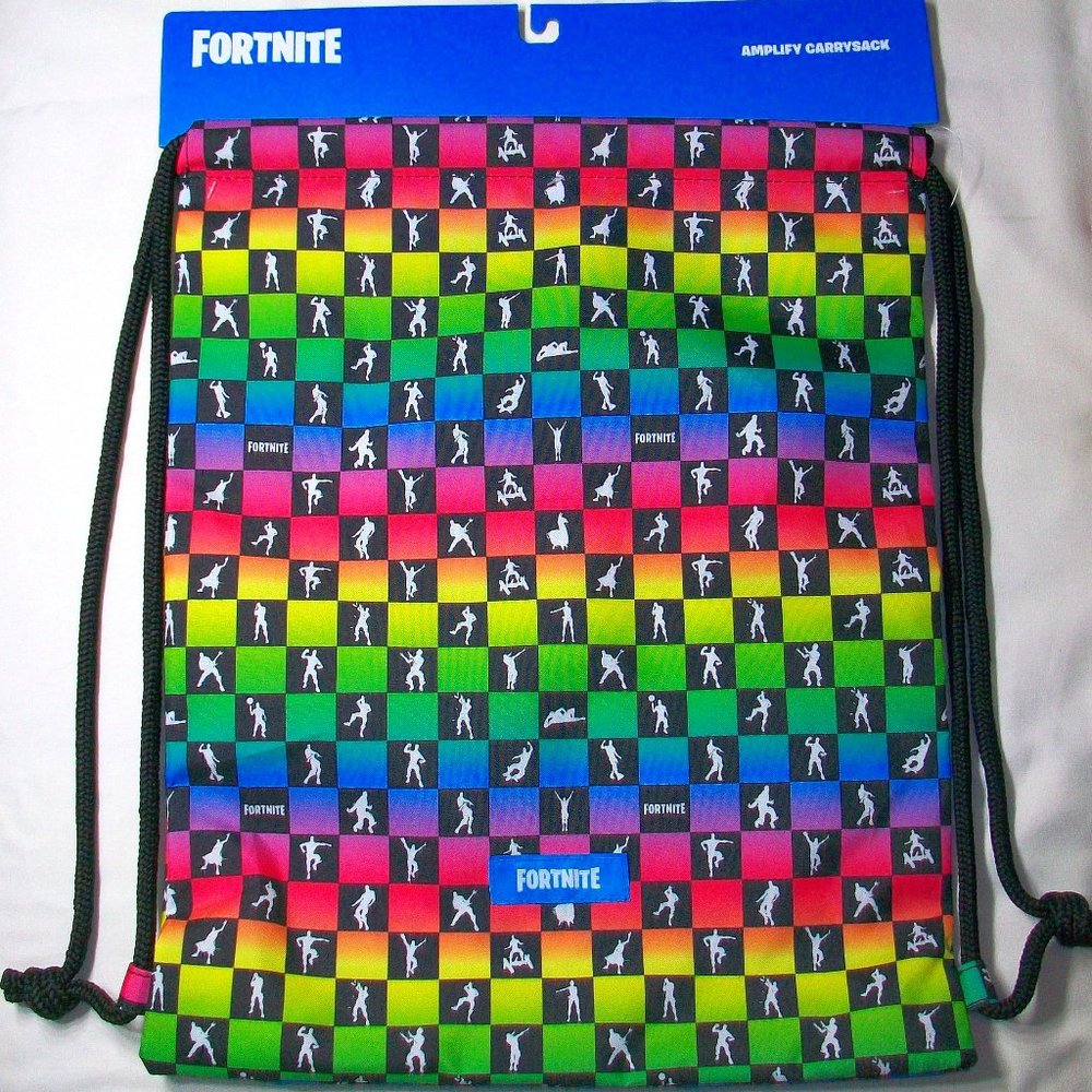 𝅺FORTNITE Amplify Carrysack Drawstring Cinch Bag 16"x14" Gamers Backpack